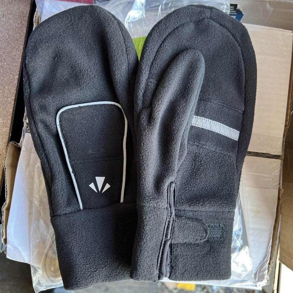 runLites Mittens Black Running Fleece Gloves size Small with battery